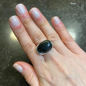 Black Agate Ring Size 6